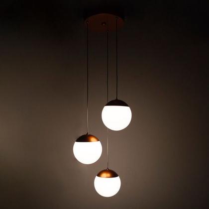Imagem de Lustre Pendente de Teto P/ Sala de Jantar Com Triplo Jabuticaba Globo Vidro 12cm G9 Bivolt