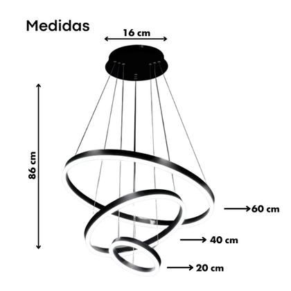 Imagem de Lustre Pendente De Teto para Sala Moderno Led Orbital 3 Anéis Arcos Com Cordas Ajustáveis