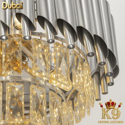 Imagem de Lustre Pendente Dubai Cristal Legítimo K9 Inox Linha Premium