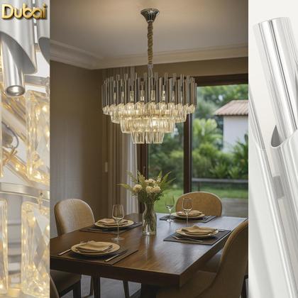 Imagem de Lustre Pendente Dubai Cristal Legítimo K9 Inox Linha Premium