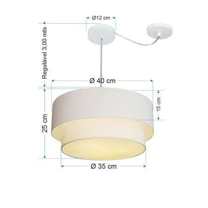 Imagem de Lustre Pendente Duplo Cilíndrico Com Desvio Vivare Md-4364 Cúpula em Tecido 40x35cm - Bivolt