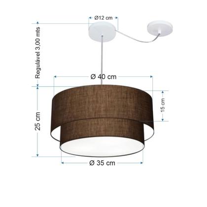 Imagem de Lustre Pendente Duplo Cilíndrico Com Desvio Vivare Md-4364 Cúpula em Tecido 40x35cm - Bivolt