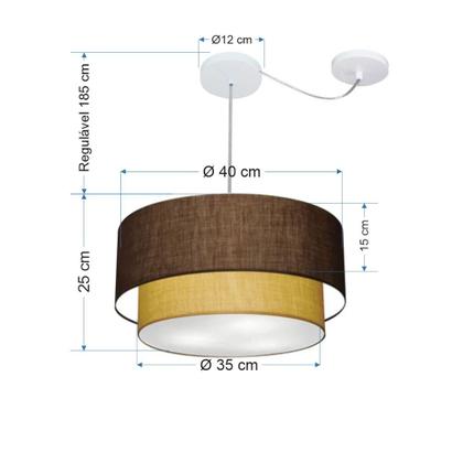 Imagem de Lustre Pendente Duplo Cilíndrico Com Desvio Vivare Md-4364 Cúpula em Tecido 40x35cm - Bivolt