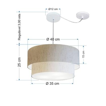 Imagem de Lustre Pendente Duplo Cilíndrico Com Desvio Vivare Md-4364 Cúpula em Tecido 40x35cm - Bivolt