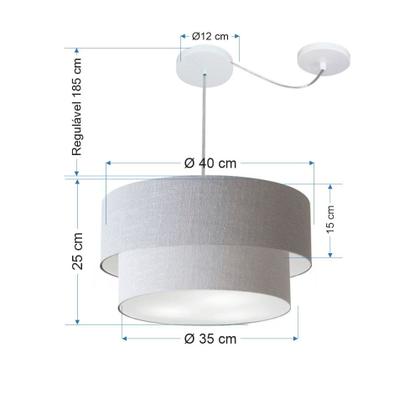 Imagem de Lustre Pendente Duplo Cilíndrico Com Desvio Vivare Md-4364 Cúpula em Tecido 40x35cm - Bivolt