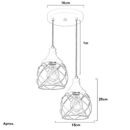 Imagem de Lustre Pendente Duplo Esfera Aramado Cobre 15cm