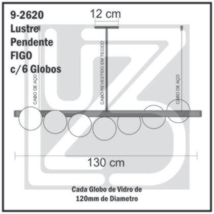 Imagem de Lustre Pendente Figo PRATA - 9 Globos Esfera de Vidro Branco