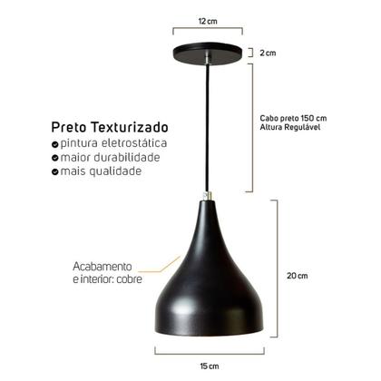 Imagem de Lustre Pendente Gota Preto Para Entrada