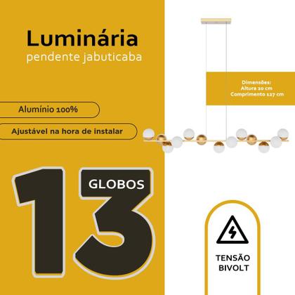 Imagem de Lustre Pendente Jabuticaba Preto 13 Vidro Globo 10cm Fosco