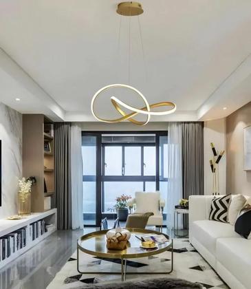 Imagem de Lustre Pendente Led 40w Moderno 3 Em 1 Dourado Bivolt