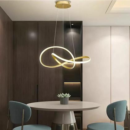 Imagem de Lustre Pendente Led 40w Moderno 3 Em 1 Dourado Bivolt