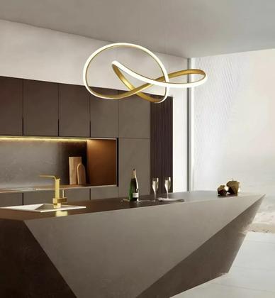 Imagem de Lustre Pendente Led 40w Moderno 3 Em 1 Dourado Bivolt