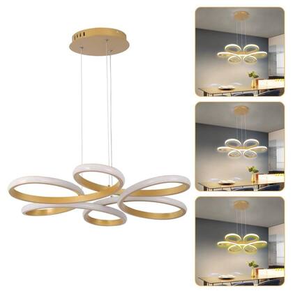 Imagem de Lustre Pendente LED 45W Lumina Dourado Moderno com 3 Cores de Luz e Ajuste de Altura Bivolt