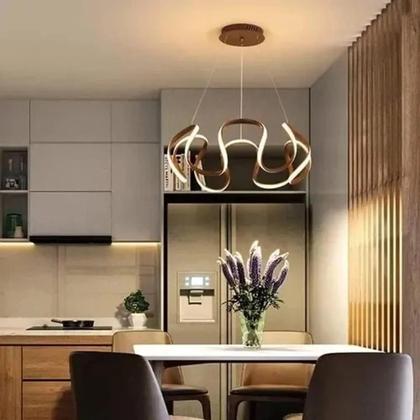 Imagem de Lustre Pendente Led 85w Moderno Arcos Curvas Sala Luz 4000k