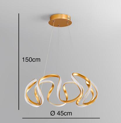Imagem de Lustre Pendente Led Moderno Curvas 48W Ondas Luz 3 em 1 - Nitrolux