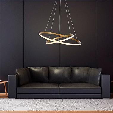 Imagem de Lustre Pendente Led Montreal 35W Dois Arcos Ouro Fosco 3000K Taschibra