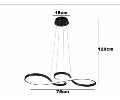 Imagem de Lustre Pendente Led Smd 40w Design Moderno Preto Luz 3em1 - lux mundo