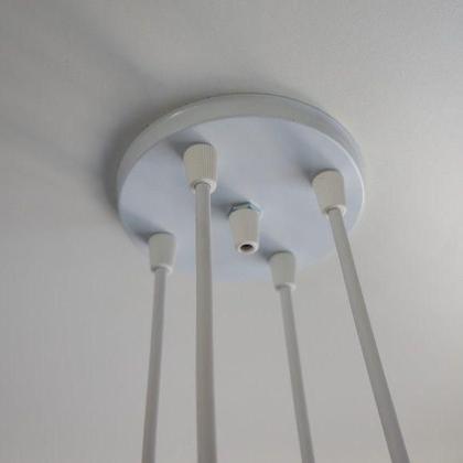 Lustre Pendente Luminária Cacho 4 Cúpulas Paris Linho com Detalhes em Azul - Crie Casa Imagem de Lustre Pendente Luminária Cacho 4 Cúpulas Paris Linho com Detalhes em Azul