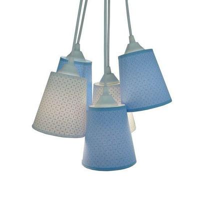 Imagem de Lustre Pendente Luminária Candy Arabescos Azul e Branco