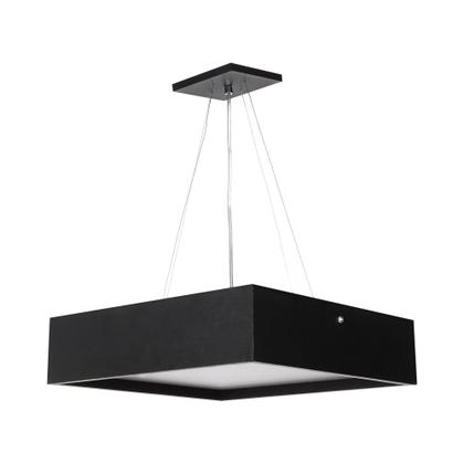 Imagem de Lustre Pendente Madeira Quadrado Preto ou Branco 60cm