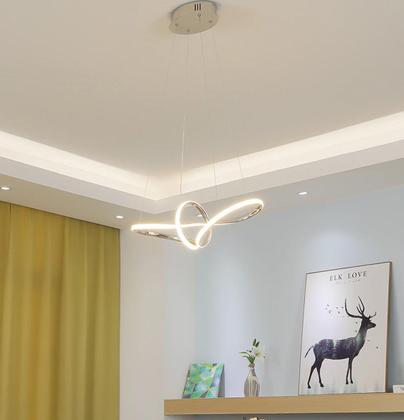 Imagem de Lustre Pendente Moderno Prata Cromado Infinito 50w Luz 3/1