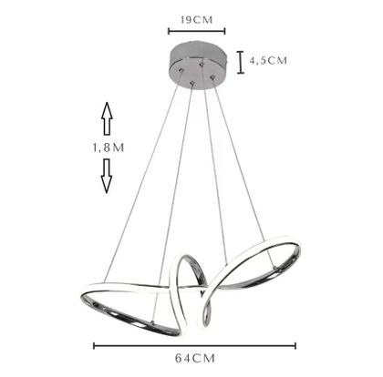 Imagem de Lustre Pendente Moderno Prata Cromado Infinito 50w Luz 3/1