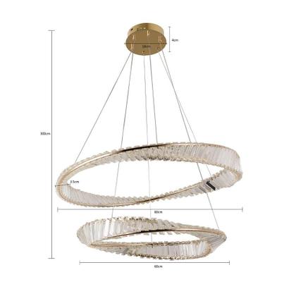 Imagem de Lustre Pendente Nordecor Lezie Cristal 2738 2 Módulos Led Dourado Bivolt