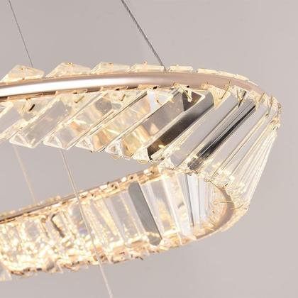 Imagem de Lustre Pendente Nordecor Lezie Cristal 2738 2 Módulos Led Dourado Bivolt