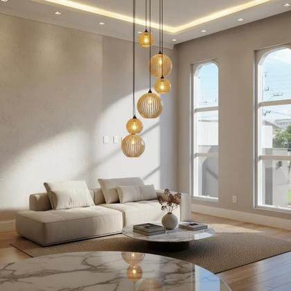 Imagem de Lustre Pendente Para Sala Pé direito Alto 5m MBM - Marfim