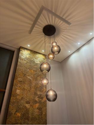 Imagem de Lustre Pendente Para Sala Pé direito Alto 5m MBM - Marrom