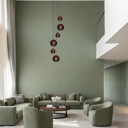 Imagem de Lustre Pendente Para Sala Pé direito Alto 5m MBM - Marrom