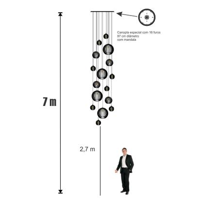 Imagem de Lustre Pendente Para Sala Pé direito Duplo Big Boss Preto