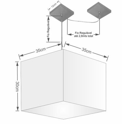 Imagem de Lustre Pendente Quadrado Com Desvio Rustico Cinza MJ-4268 Para Mesa de Jantar e Estar