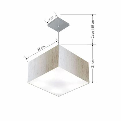 Imagem de Lustre Pendente Quadrado Md-4020 Cúpula em Tecido 21/35x35cm Linho Bege - Bivolt