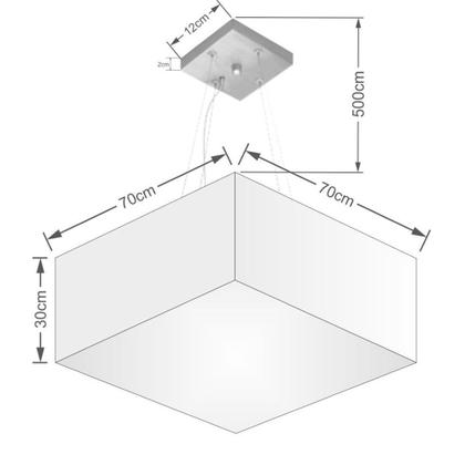 Imagem de Lustre Pendente Quadrado Md-4065 Cúpula em Tecido 30/70x70cm Algodão Crú - Bivolt