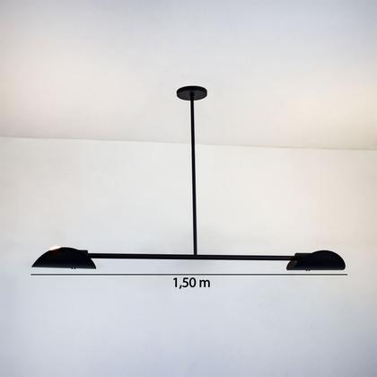 Imagem de Lustre Pendente Remo Retangular Industrial Preto 1,50m 685