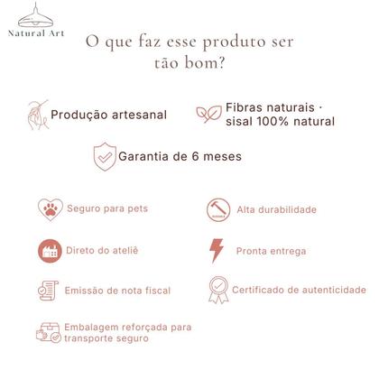 Imagem de Lustre Pendente Sisal Natural 30cm Artesanal  Iluminação Aconchegante  Bivolt