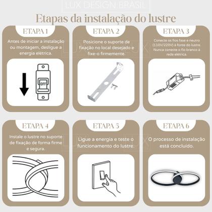 Imagem de Lustre Plafon Black Ring LED 2 Anéis Preto com Controle Remoto, Dimmer, 3 Cores de luz, Moderno ideal para Sala Quarto Escritório Design Sofisticado