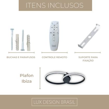 Imagem de Lustre Plafon Black Ring LED 2 Anéis Preto com Controle Remoto, Dimmer, 3 Cores de luz, Moderno ideal para Sala Quarto Escritório Design Sofisticado