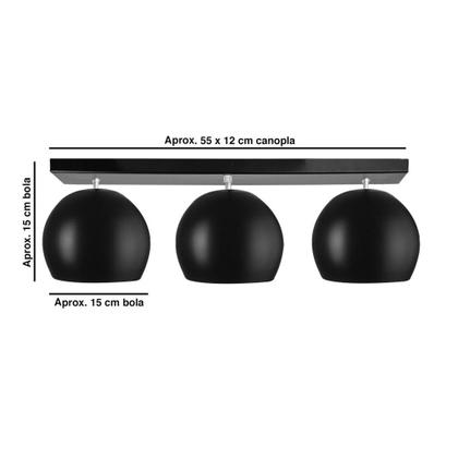 Imagem de Lustre Plafon Bola 15 cm Retangular Triplo New Cobre