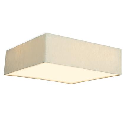 Imagem de Lustre Plafon Cupula Dome Quadrado 50x15cm Linho Claro