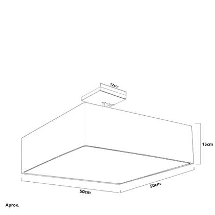 Imagem de Lustre Plafon Cupula Dome Quadrado 50x15cm Linho Claro
