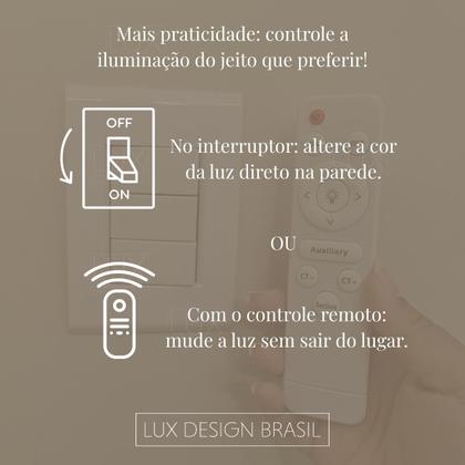 Imagem de Lustre plafon Luminária e arandela preto Led Moderno Bivolt Sobrepor 3 Cores de luz e ajuste de cor regulavel e controle remoto
