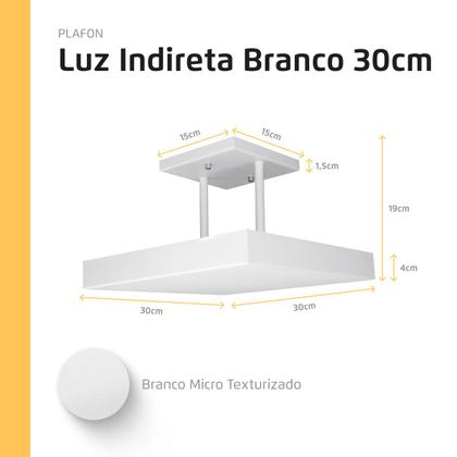 Imagem de Lustre Plafon Pendente Luminária Luz Indireta 30x30 Branco + Lâmpada LED Branco Frio