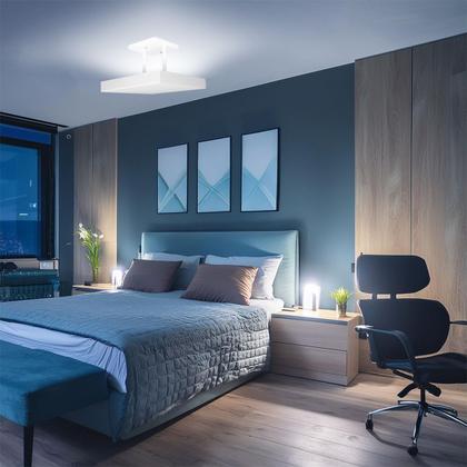 Imagem de Lustre Plafon Pendente Luminária Luz Indireta 30x30 Branco + Lâmpada LED Branco Frio