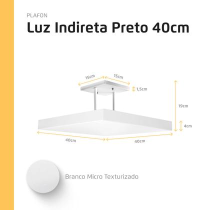 Imagem de Lustre Plafon Pendente Luminária Luz Indireta 40x40 Branco + Lâmpada LED Branco Frio