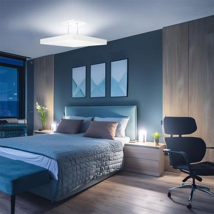 Imagem de Lustre Plafon Pendente Luminária Luz Indireta 40x40 Branco + Lâmpada LED Branco Frio