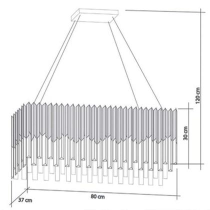 Imagem de Lustre Retangular Cristal Legítimo Baluarte Dourado