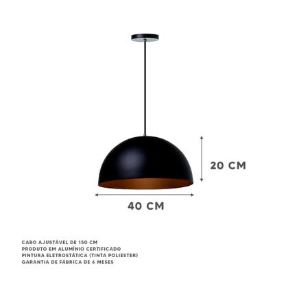 Imagem de Lustre Sala Estar Pendente Interno Meia Lua 40cm