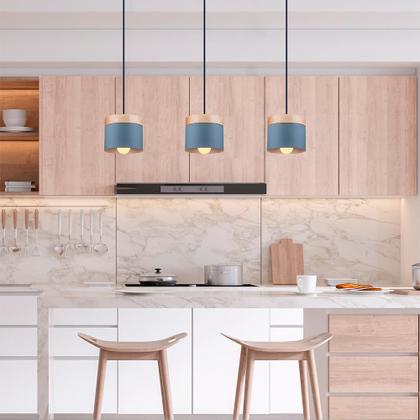 Imagem de Lustre Sala Luminária de Teto Cozinha Pendente Quarto Cabeceira de Cama Bancada Balcão Lagos Detalhe Madeira Cozinha Bancada E27